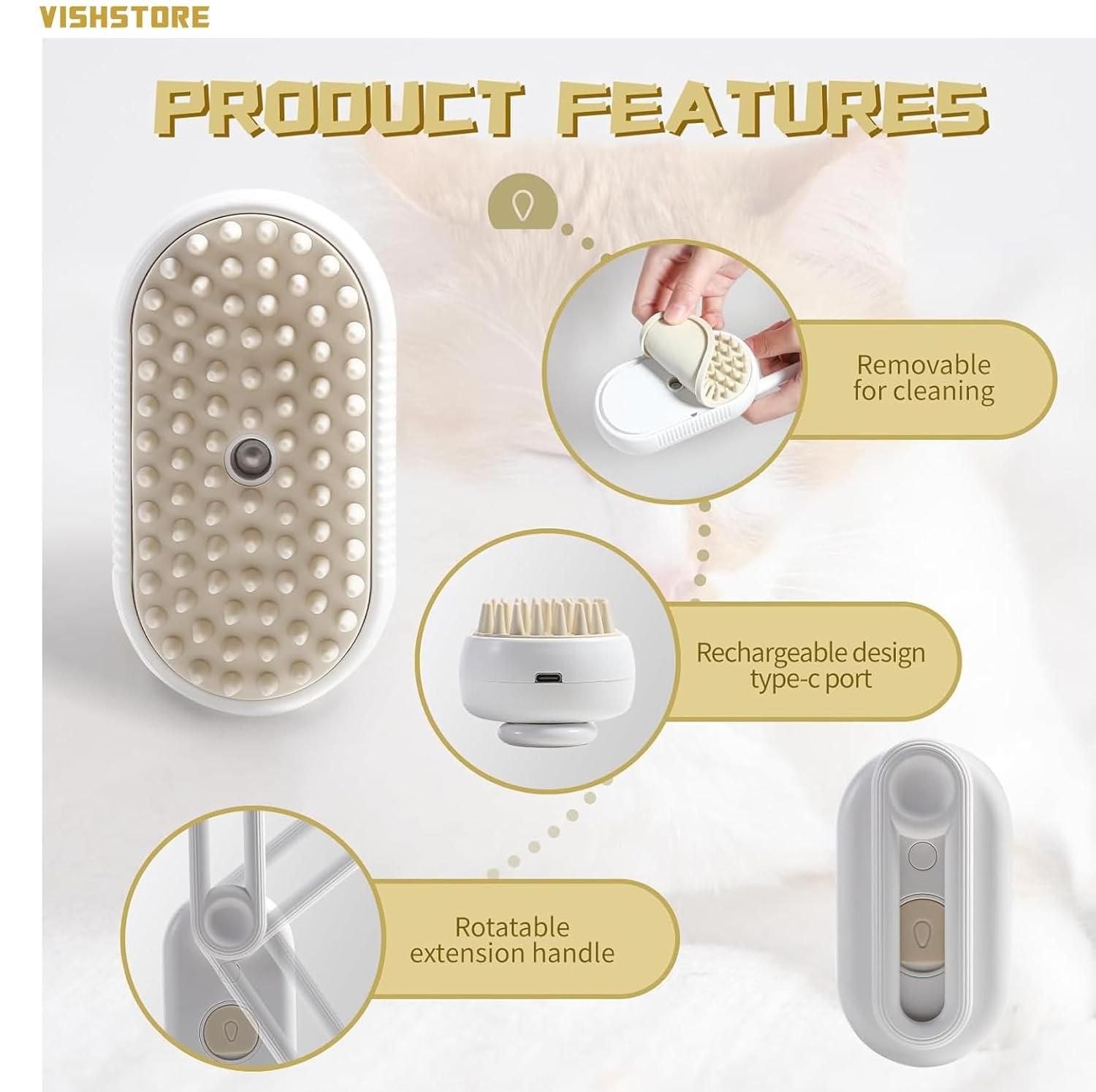 4-in-1 Cat & Dog Grooming Mist Steam Brush